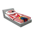 thumbnail image 2 of Ambesonne Vintage Fitted Sheet & Pillow Sham Set, Nostalgic Circus Flag, Twinxl, Red White, 2 of 2