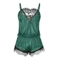 thumbnail image 3 of Pxiakgy womens underwear Women's Short Sets Pajamas Piece Set Satin Piece Shorts Pant Loose Camisole Sleepwear Nightwear 2 Cami Two Green + XL, 3 of 8