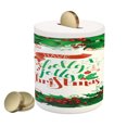 thumbnail image 1 of Christmas Piggy Bank, Have a Happy Jolly Xmas Lettering Red Berries Framework Print, Ceramic Coin Bank Money Box for Cash Saving, 3.6" X 3.2", Green Red and White, by Ambesonne, 1 of 4
