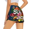 thumbnail image 2 of Uemuo Summer Birds and Flowers Pattern Women's Athletic Shorts High Waisted Running Shorts with Liner Pockets Gym Elastic Workout Shorts-Small, 2 of 9
