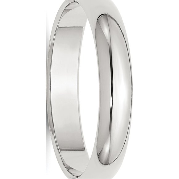 Anneau Demi-Rond de 4 mm en Argent Sterling Plaqué Rhodium