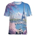thumbnail image 5 of Blossoming Paris Eiffel Tower T Shirts Basic T-Shirt Short Sleeve Ladies Tee Shirt Summer Graphic Clothing, 5 of 6