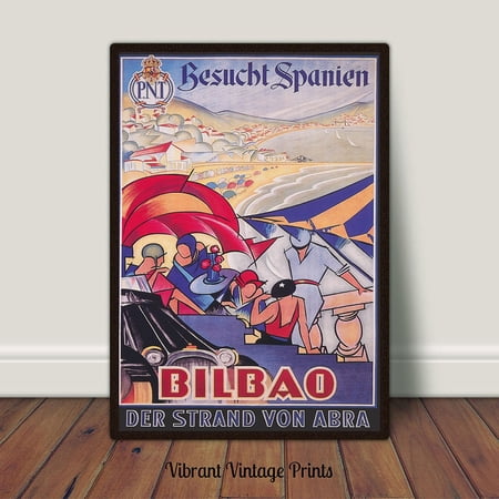 Bilbao Spain Vintage Travel Poster UNFRAMED PAPER POSTER, Home Decor