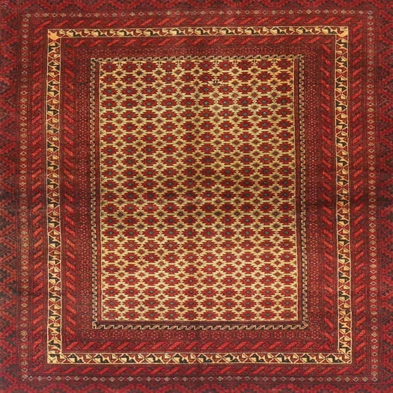 Ahgly Company Machine Washable Indoor Square Traditional Red Fox Red Area Rugs, 8' Square
