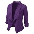 thumbnail image 2 of Doublju Women's Ruched 3/4 Sleeve Open Front Blazer Jacket with Plus Size, 2 of 4