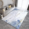 thumbnail image 3 of Blue White Marble Area Rugs, Nordic Golden Stripes Ink Turquoise Abstract Apartment Carpet, Area Carpet Durable Enough Soft Texture Apply to Cafe Office Door Mats Porch,5ft x 7ft, 3 of 6