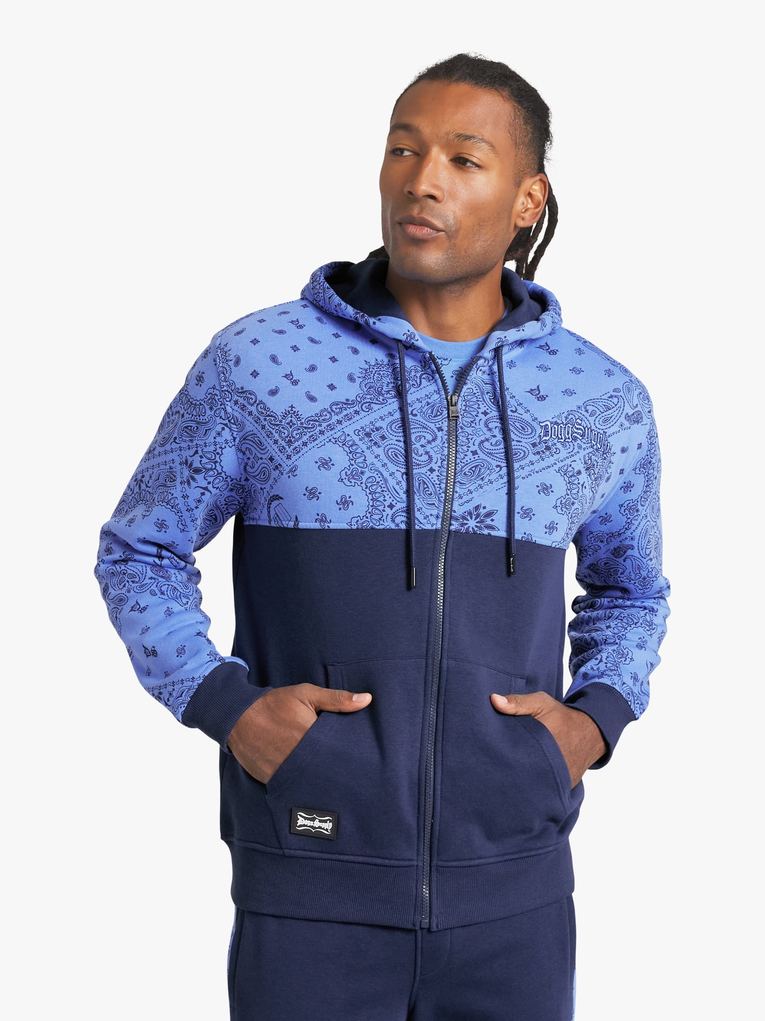 Dogg Supply by Snoop Dogg All-Gender Men's and Women's Bandana Print Zip Front Hoodie, Sizes XS-3XL