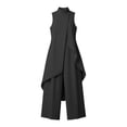 thumbnail image 4 of IUYRTFE Women's Sleeveless Mock Neck Layered Asymmetrical Top and Wide Leg Pants Set 2 Piece Casual Outfit, 4 of 6