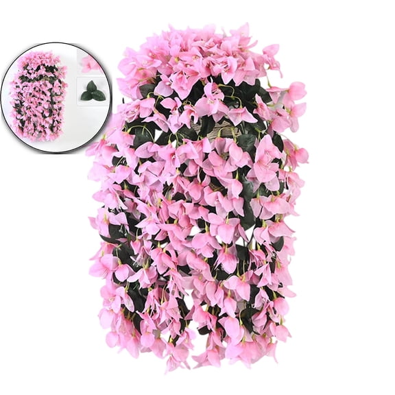 Artificial Faux Outdoor Bougainvillea Flowers Plants for Outside Summer Decoration, Fake Silk UV Resistant Realistic Long Trailing Vines for Porch Front Door Planter Patio Balcony