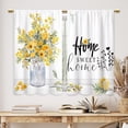 thumbnail image 3 of Rustic Yellow Floral Kitchen Curtains Farmhouse Flower Bathroom Curtains Window Treatment Drapes Tier Plant Country Quotes Cafe Small Bedroom Short French Door Curtains 2 Panels 27.5x39 Inch, 3 of 8