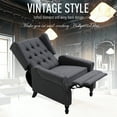 thumbnail image 6 of HOMCOM Fabric Upholstered Wingback Recliner, Tufted Push Back Accent Chair, Linen Arm Chair with Footrest, Armrest, Padded Cushion, Dark Grey, 6 of 8