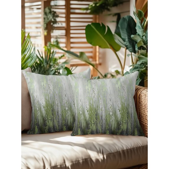 Outdoor Pillows Waterproof, Abstract Green Bedding Throw Pillows with Insert for Couch Sofa Bed, Modern Gradient Minimalist Mottled Art 16x16 Inch Pillowcases Decorative Camping Patio Pillow Set of 2