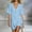 A592 Blue, variant on Womens Henley V Neck Long Tunic Tops Casual Short Sleeve Linen Textured Blouses Loose Fit Summer Beach Cover Up Shirts Drop Shoulder Vacation Pullover Tees