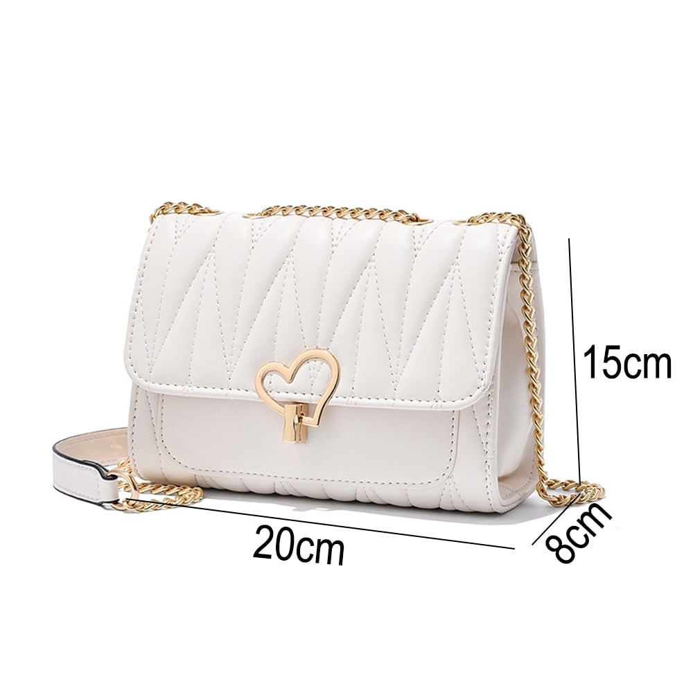 Crossbody Bags for Women Leather Ladies Shoulder Purses with Chain Strap Stylish Clutch Purse,White