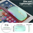 thumbnail image 4 of LED Wireless Mouse, Rechargeable Slim Silent Mouse 2.4G Portable Mobile Optical Office Mouse with USB & Type-c Receiver, 3 Adjustable DPI for Notebook, PC, Laptop, Computer, Desktop (Mint Green), 4 of 9