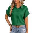 thumbnail image 2 of Dagugfen Button down Shirts for Women Short Sleeve Collared Neck Work Tops Lightweight Loose Fitted Business Casual Shirts, 2 of 6