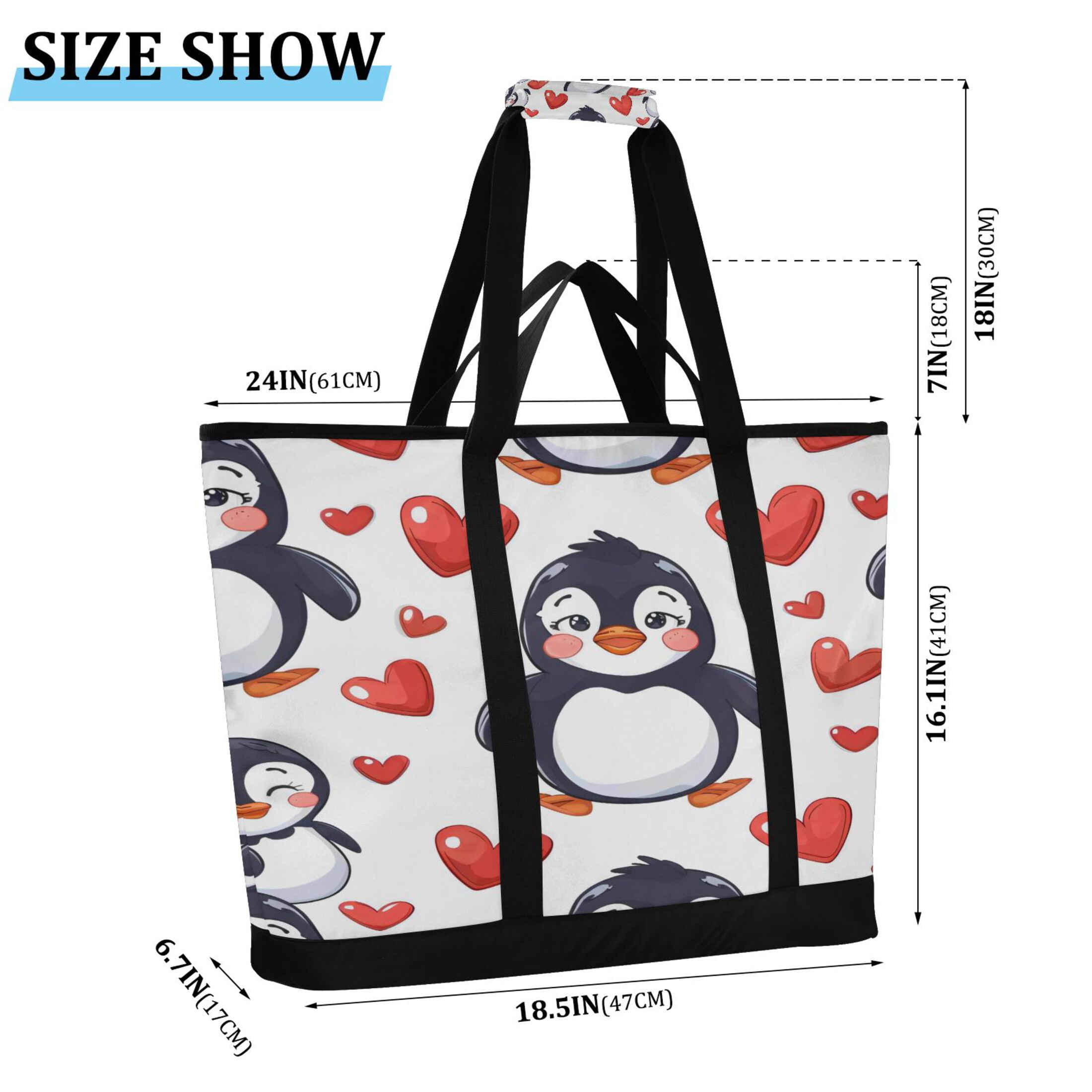 Large Hand-held Ice Pack Picnic Bag Insulation and Refrigeration Suitable for Shopping Picnics and Camping Love Penguin