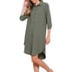 thumbnail image 4 of Vestido Camisa de Botones INSPIRE CHIC para Mujer, Casual, de Manga 3/4, Camisas con Cuello, Vestidos Livianos, Color Verde Oliva, 4 of 6