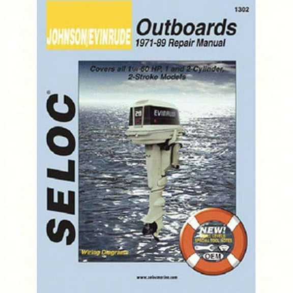 Seloc  1302; Repair Service Manual, Fits Johnson Evinrude Outboard 1and 2 Cylinder Motors 1971-1989
