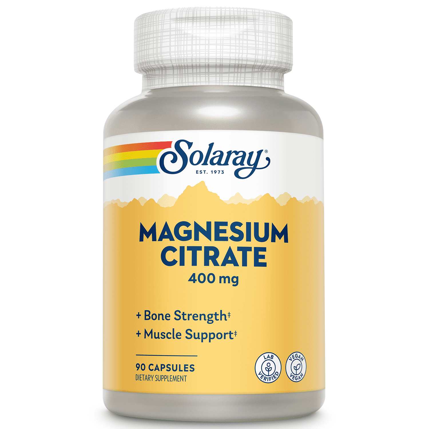 Solaray Magnesium Citrate, Veg Cap (BtlPlastic) 400mg 90ct