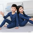 thumbnail image 2 of Quealent Toddler Baby Kids Pajamas Set Baby Boys Girls Pajama 2PCS Long Sleeve Sleepwear PJs for Girls Boys Sleepwear Dark Blue,3-4 Years, 2 of 5
