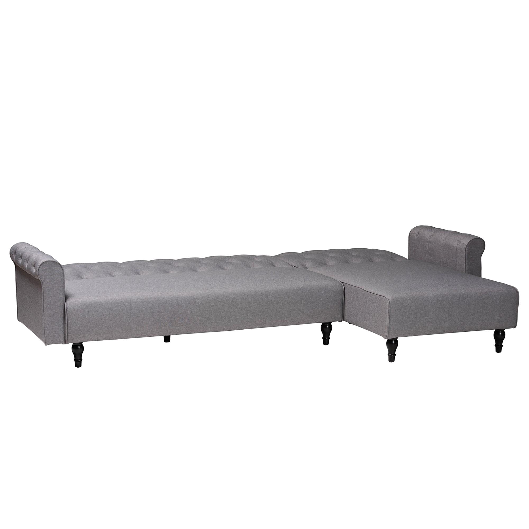 Baxton Studio Chesterfield Retro-Modern Convertible Sleeper Sofa, 104.5" W, Black