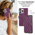 thumbnail image 3 of ELEHOLD Leather Wallet Case for iPhone 13 Pro with Zipper Card Wallet Pocket Magnetic Buckle Stand Function Detachable Crossbody Metal Chain Strap Lanyard Shockproof Case,darkpurple, 3 of 8