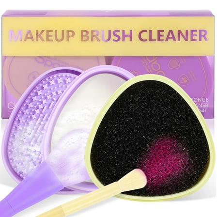 Docolor Makeup Brush Cleaner Set with Solid Soap Cleanser and Color Removal Sponge