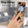 thumbnail image 3 of Compatible for Samsung Galaxy Z Flip5 Wristband Case with Diamond Ring Holder Kickstand, Electroplated Premium PU Leather Screen Protective Film Shockproof Slim Folding Cover for Galaxy Z Flip5, Brown, 3 of 16