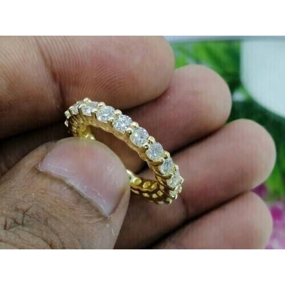 2Ct Round Cut Lab-Created Diamond Full Eternity Ring 14k Yellow Gold Plated Sterling Silver
