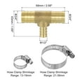 thumbnail image 2 of 2pack Brass Tee Barb Fittings, 3-Ways Tee 3/4" x 1/2" x 3/4" Barbed, with 6pack Hose Clamps, 2 of 7