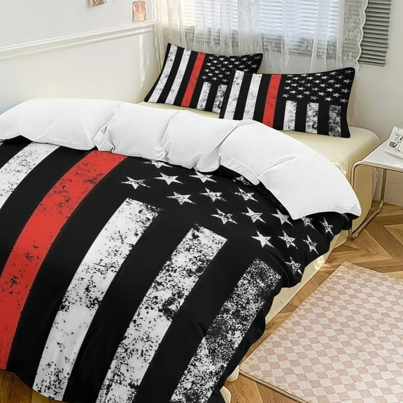 Black American Flag Bedding Set Duvet Cover Couple Bedclothes Pillowcase Customized Home Textiles Bed Set for Twin Size