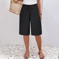 thumbnail image 2 of Seductiva Sales Today Womens Workout Shorts Women's Cotton and Linen Solid Color Pocket Casual Quarter Pants Loose Pants, 2 of 5