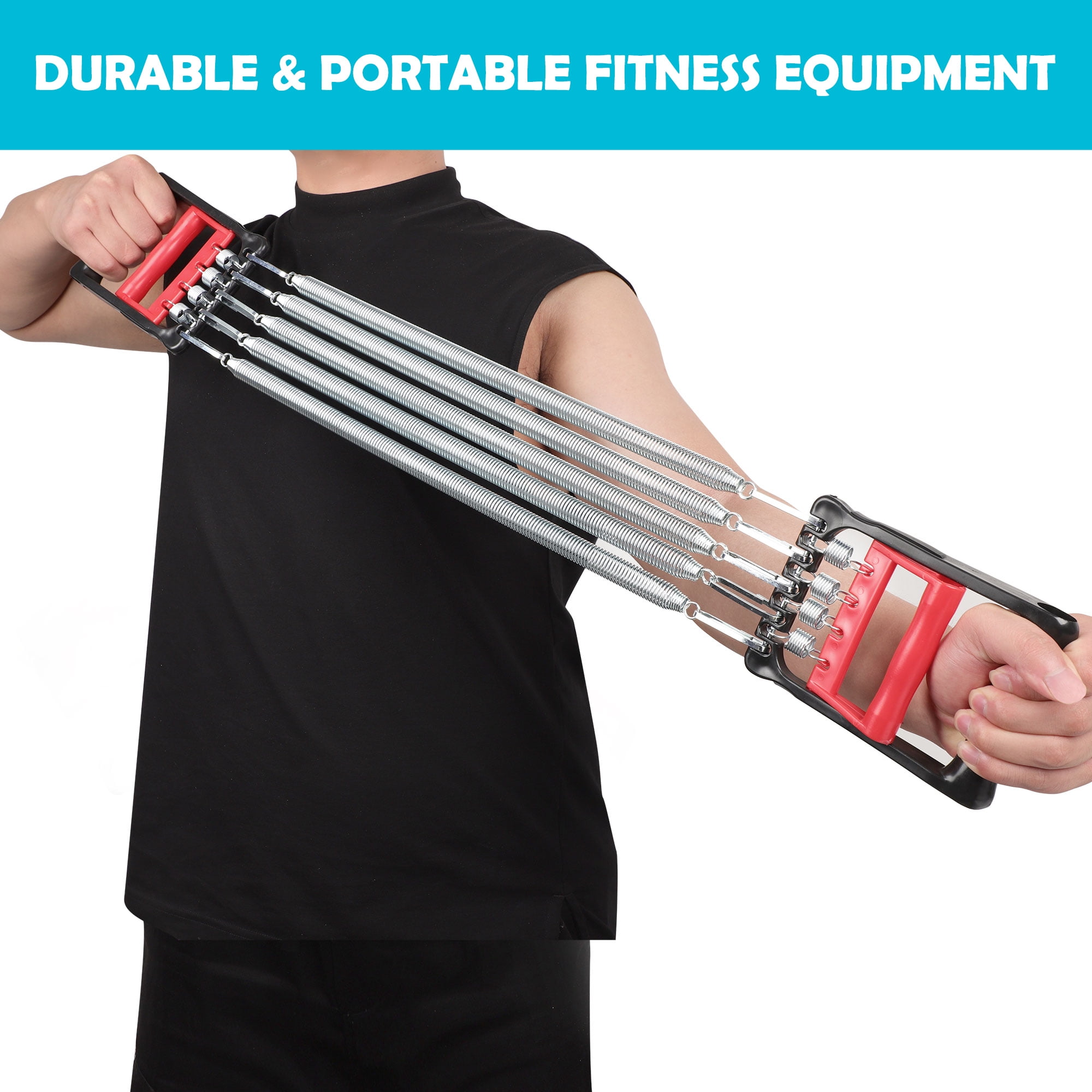 Plastic Handle 5 Springs Chest Arm Expander Pull Exerciser Equipment Red Black