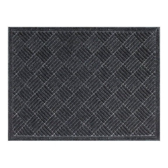 Multy Home MT5001431 Door Mat, 36 in L, 48 in W, Contours Pattern, Polypropylene/Rubber Surface, Charcoal