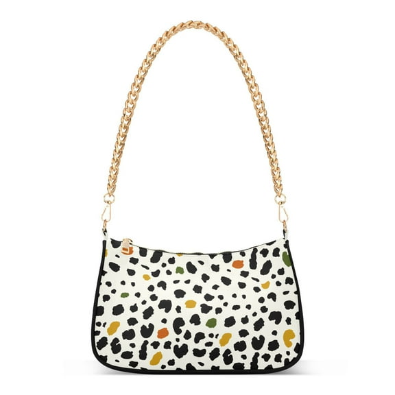 Modern Leopard Print Animal Womens Chain Shoulder Bag Tote Handbag Clutch Hobo Purse with Zipper for Travel Casual