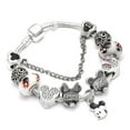 thumbnail image 1 of Customizable Mickey Minnie Mouse Alloy Enamel Charm Bracelet - Electroplated, Adjustable Sizes 17-21cm, OPP Packaged, DIY Bead Replacement Compatible, Silver-Plated Jewelry with Care Instructions, 1 of 4