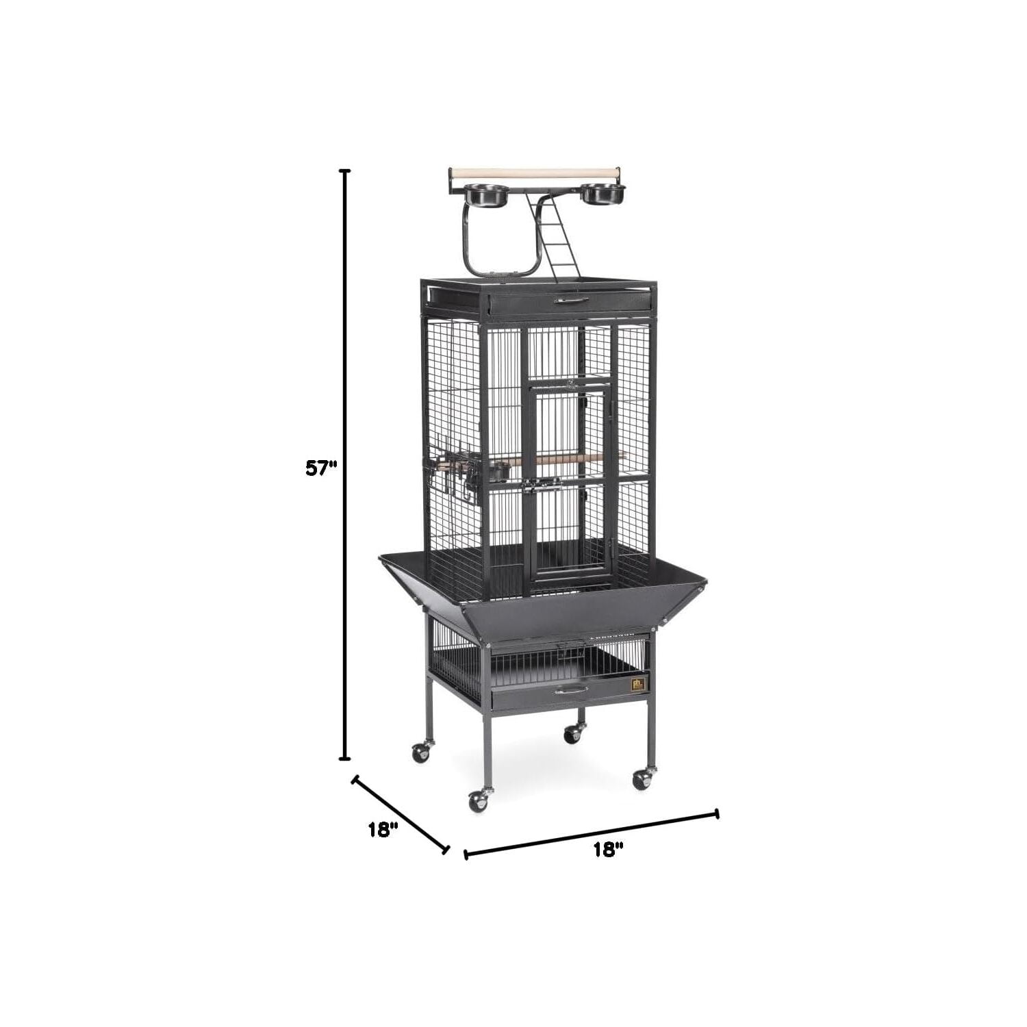 HomeStock Retro Renaissance Iron Select Bird Cage with Elegant Design, Durable Construction, Easy-Clean Tray-Color:Black Hammertone