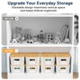 thumbnail image 6 of OVINESY 6 Pcs Plastic Storage Baskets with Lids, Stackable Organizer Bins for Shelves, Closet, Books & Toys, Space-Saving Baskets for Organizing, Bamboo Lid Storage Bins for Office, Playroom, White, 6 of 8