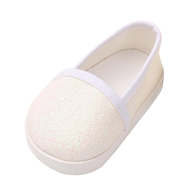 Zapatos para muñecas de Lentejuela Zulema 18 pulgadas blanco