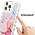 thumbnail image 3 of SaniMore Case for iPhone 14 Pro, Shockproof Ant-fall TPU Backplane Marble Stylish Pattern for Girls Women No-Yellowing Slim Lightweight for iPhone 14 Pro, Rosegold/White, 3 of 11