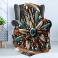 thumbnail image 3 of Ambesonne Rustic Fleece Throw Blanket Southwestern Wreath Ethnic 50"x60" Turquoise Redbrown and Tan, 3 of 5