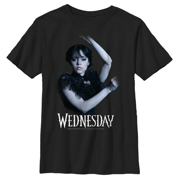 Boy's Wednesday Classic Dance Scene Logo Graphic Tee Black Large