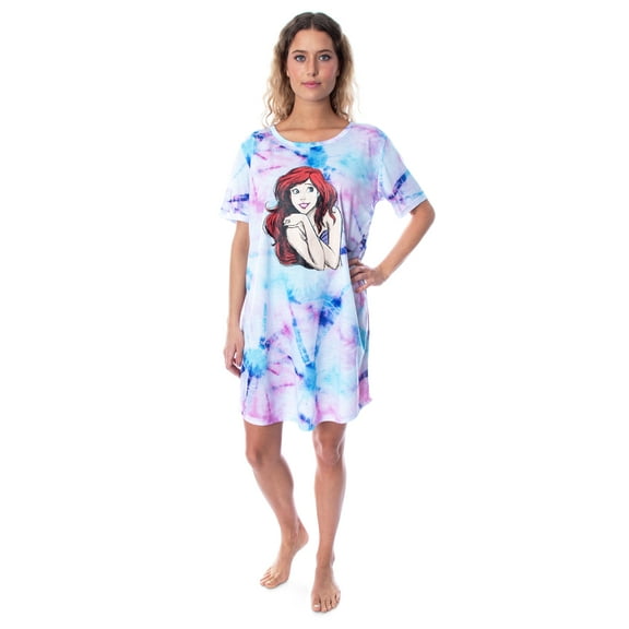 Disney Princess Women's Little Mermaid Ariel Tie Dye Nightgown Sleep Shirt
