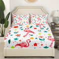 thumbnail image 3 of YST Flamingo Sheets Pink Animal King Sheet Set For Girls Kids Cute Flower Animal Sheet Set, Wild Animal Bedding Set Botanical Flower Pattern 3D Top Fitted Sheet With 2 Pillow Cases, 3 of 5