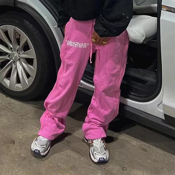 Pantalones deportivos casuales con letras de hip hop callejero Y2k, pantalones anchos y holgados con empalme de celosía, ropa para hombre