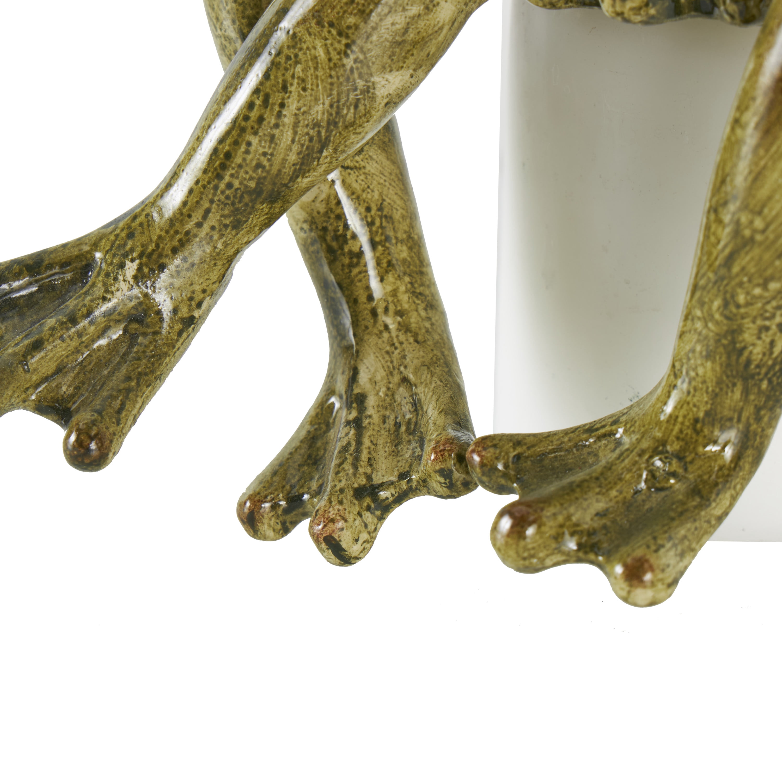 8" x 11" Bronze Resin Sitting Frog Sculpture with Umbrella, by DecMode