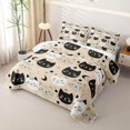thumbnail image 3 of Manfei Kawaii Kitten Quilt King, Boho Moon King Coverlet Set, Beige, 3 Pieces, 1 Bedspread and 2 Pillowcases, 3 of 7