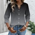 thumbnail image 5 of Bbyeadc Button Up Shirts for Women 3/4 Length Sleeve V Neck Top Tie Dye Breathable Top Fashion Loose Spring Shirts,Gray(M), 5 of 5