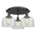 thumbnail image 3 of 916-3C-BK-G72 Innovations Lighting Bell - 3 Light Flush Mount In Art Deco Style-9.25 Inches Tall and 19.75 Inches Wide-Matte Black Finish-Clear Glass, 3 of 5